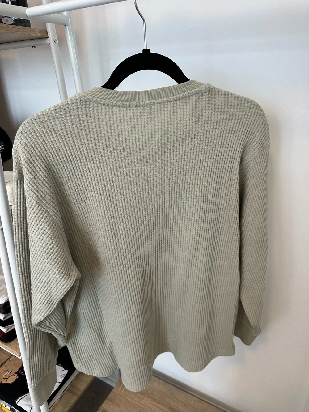 Uniqlo Waffle Knit Crewneck - Sage Green - Picture 2 of 2
